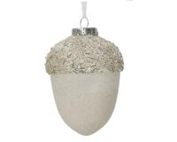 Kersthanger dennenappel 12,5 cm wit - thumbnail