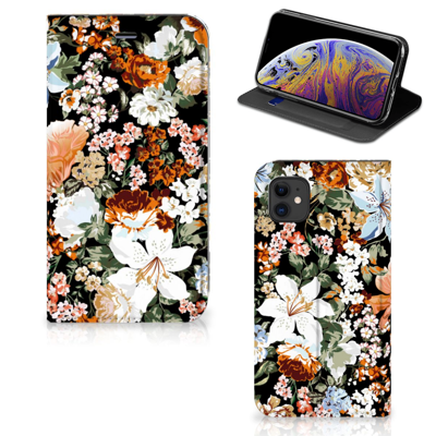 Smart Cover voor Apple iPhone 11 Dark Flowers Smart Cover voor Apple iPhone 11 Dark Flowers