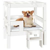 VidaXL Hondenmand 55,5x53,5x60 cm massief grenenhout wit - thumbnail