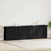 Dressoir met lade Zwart Eiken 240 x 33 x 70 cm Bewerkt hout - thumbnail