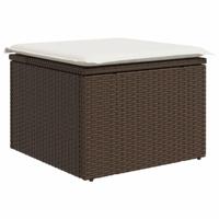 Tuinkruk met kussen 55x55x37 cm poly rattan bruin - thumbnail
