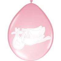 Roze ooievaar ballonnen - 8 stuks - thumbnail