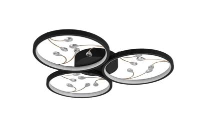 Trio Zwarte led plafonnièreGroovy 3-lichts - 642110332