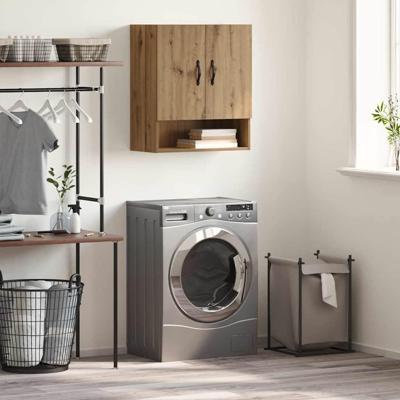 Wandkast artisanaal eikenkleurig 60 x 31 x 70 cm Bewerkt hout