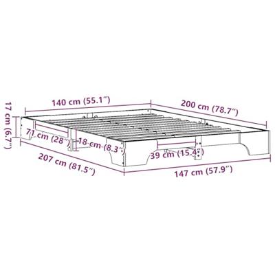 Bedframe Naturel 140 x 200 cm Massief grenenhout