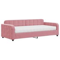 Slaapbank met matras 90x200 cm fluweel roze - thumbnail