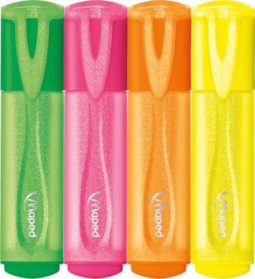 Markeerstift maped glitter 4 fluoriserende kleuren