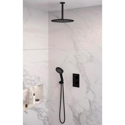 Inbouw Regendouche Set Brauer Black Edition Plafond Uitloop Ronde Hoofddouche 30 cm Met Handdouche 3 Standen Mat Zwart Brauer