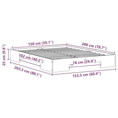 Bedframe met opslag Wit 150 x 200 cm Massief grenenhout