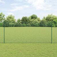 VidaXL Hek met paal groen 1,4 x 10 m staal en pvc - thumbnail