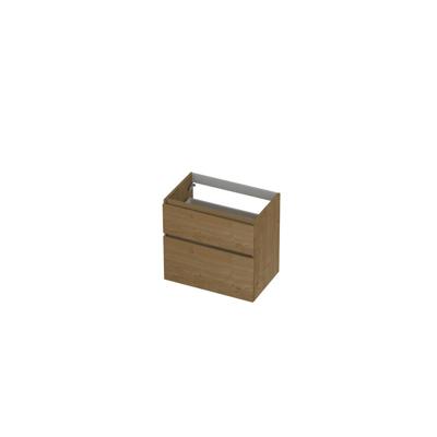 INK - Onderkast 2 Laden Greeploos Fineer Eiken met Houten Keerlijst A-symmetrisch - 700x450x650 Mm - Natur Fineer