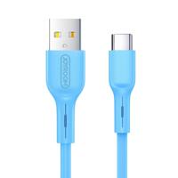 JOYROOM S-M357 1m hoge elasticiteit TPE snoer 2A USB A Type-C Data Sync kabel kosten voor Galaxy Huawei Xiaomi LG HTC en andere slimme Phones(Blu - thumbnail