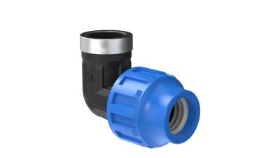 Kirchhoff PP overgangshoek 90°, 20 mm x 1/2"IT, klemkoppeling voor HDPE - 984846117