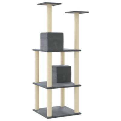 VidaXL Kattenmeubel met sisal krabpalen 141 cm donkergrijs - thumbnail