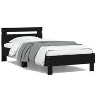 Bedframe met hoofdbord en LED-verlichting zwart 100x200 cm - thumbnail
