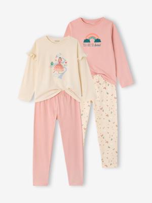 Set van 2 pyjama's met lange mouwen voor meisjes rozen