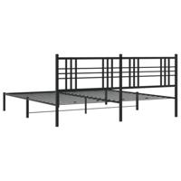 Bedframe met hoofdbord metaal zwart 193x203 cm - thumbnail