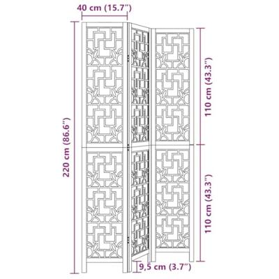 Kamerscherm met 3 panelen massief paulowniahout bruin - thumbnail