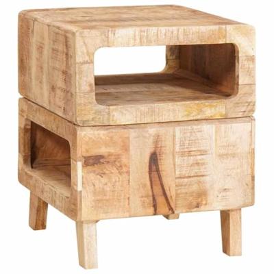 Bijzettafel met plank Bruin 40 x 40 x 49 cm Massief Mango Hout