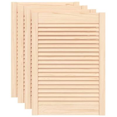 Kastdeuren met lamellen 4 st 69x49,4 cm massief grenenhout
