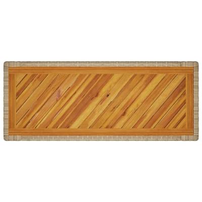 Tuinbijzettafel met houten blad 100x40x75 cm poly rattan beige - thumbnail