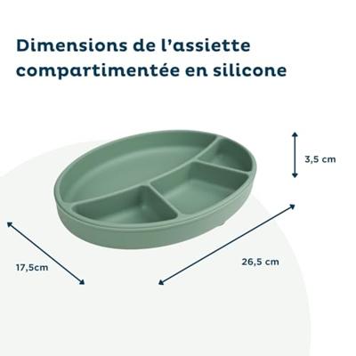 Zuignapplaat - THERMOBABY - Siliconen - Cactusgroen - Gecompartimenteerd en antislip
