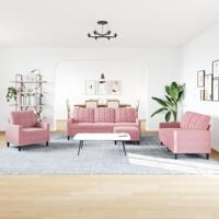 4-delige Loungeset met kussens fluweel roze - thumbnail