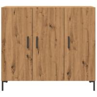 Dressoir 90x34x80 cm bewerkt hout artisanaal eikenkleurig - thumbnail