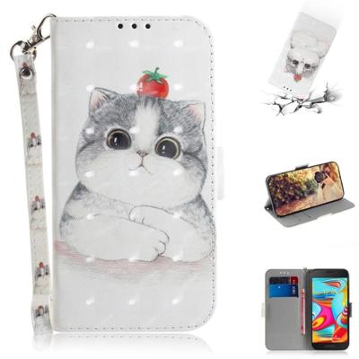 3D gekleurde tekening schattig Cat patroon horizontale Flip lederen case voor Galaxy a2 core met houder & card slots & portemonnee