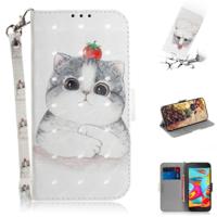 3D gekleurde tekening schattig Cat patroon horizontale Flip lederen case voor Galaxy a2 core met houder & card slots & portemonnee - thumbnail