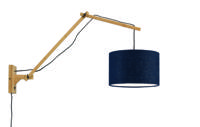 GOOD&MOJO Wandlamp 'Andes' Large, Bamboe en Eco linnen, kleur Denimblauw/Naturel - thumbnail