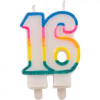 16 Jaar Glitterkaarsjes met 2 houders - thumbnail