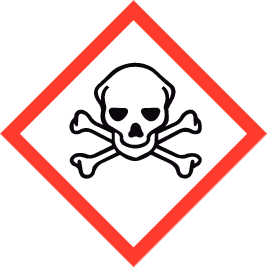 GHS 06 Giftige stoffen sticker - 2,5 x 2,5 cm, Aantal: 100 stuks