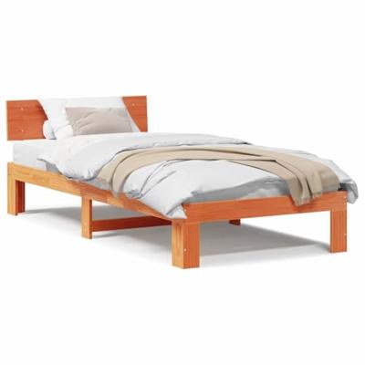Bedframe met hoofdeinde Wasbruin 90 x 190 cm Massief grenenhout