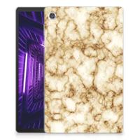 Lenovo Tab M10 Plus Tablet Back Cover Marmer Goud - thumbnail