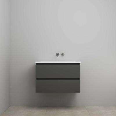 On-Line Onderkast - 80 cm - Voorgemonteerd - Acryl Wastafel - zonder Kraangat - Mat Antraciet