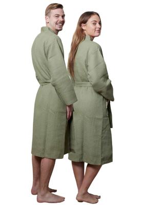 Kimono wafel badjas olijfgroen-3xl