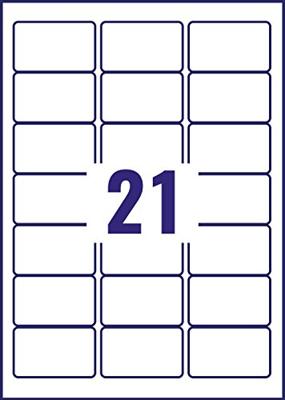 Avery transparante Crystal Clear etiketten ft 63,5 x 38,1 mm, 525 etiketten, 21 per vel Avery transparante Crystal Clear etiketten ft 63,5 x 38,1 mm, 525 etiketten, 21 per vel