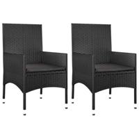4-delige Loungeset met kussens poly rattan zwart - thumbnail