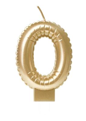 Foil balloon candle gold 0 | 4 stuks