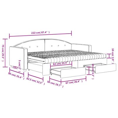 Slaapbank met onderschuifbed en lades 80x200 cm fluweel blauw - thumbnail