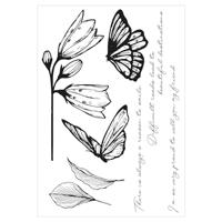 Sizzix • cosmopolitan clear stamp set & stencil farfallina - thumbnail