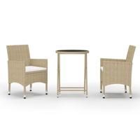 5-delige Bistroset poly rattan en gehard glas beige - thumbnail