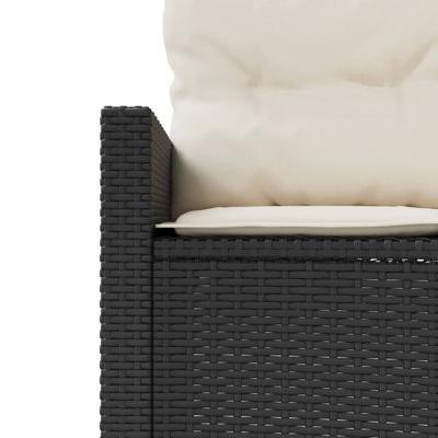 2-delige Loungeset halfrond poly rattan zwart - thumbnail