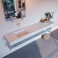 MONDIAZ ALAN-DLUX 200cm planchet Opalo. Vrijhangende wastafel CLOUD links zonder kraangat, kleur Opalo. - thumbnail