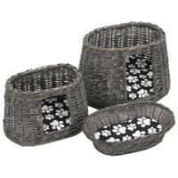 VidaXL 3-delige kattenmandenset met kussens 47x34x60 cm wilgen - thumbnail