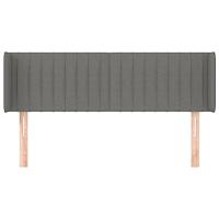 Hoofdbord met randen 147x16x78/88 cm stof donkergrijs - thumbnail