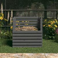 VidaXL Compostbak 80x80x78 cm massief grenenhout grijs - thumbnail