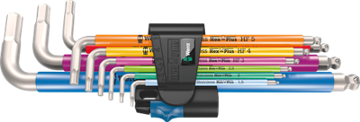 Wera 3950/9 hex-plus multicolour hf stainless 1 stiftsleutelset | metrisch | rvs | met vasthoudfunctie | 9-delig - 05022699001