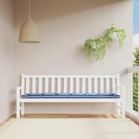 Tuinbankkussen gestreept 200x50x7 cm stof wit en blauw - thumbnail